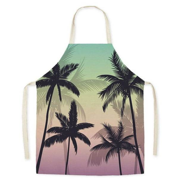 Classic Coconut Tree Home Kitchen Cooking Linen Cotton Baking Chef Cook Apron 